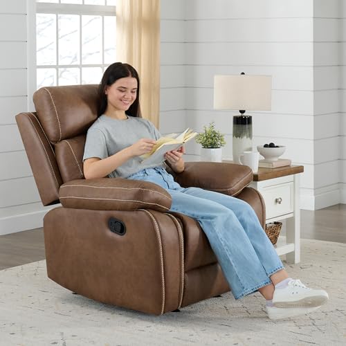 Brown Leather Manual Recliner Sofa M67810