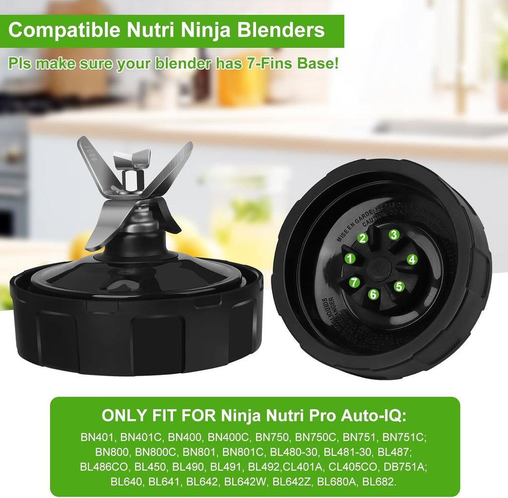 2 24oz Blender Cups with To-Go Lids and 7-Fins Extractor Blade H1507
