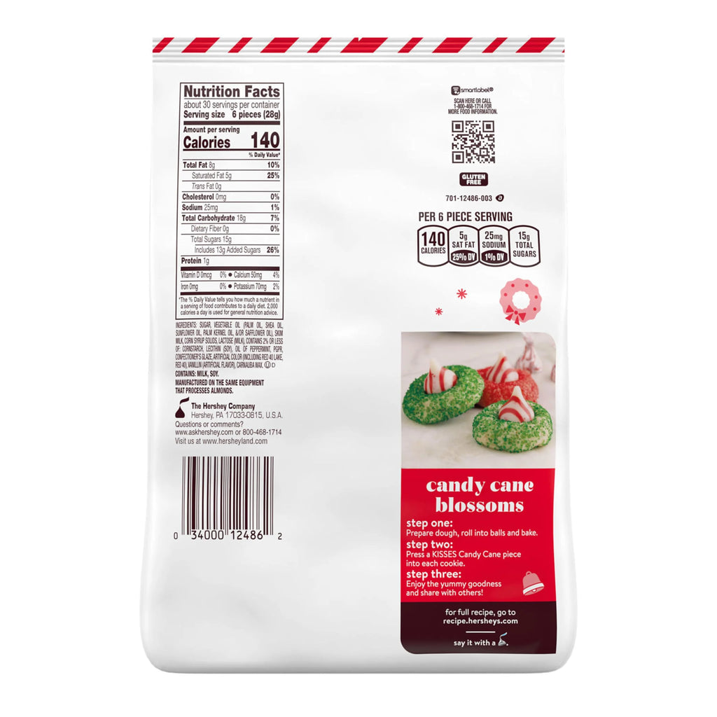30.1 Oz Candy Cane Flavored Kisses Candy W267