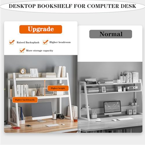 Black 2-Tier Metal and Wood Desk Hutch Bookshelf M31312