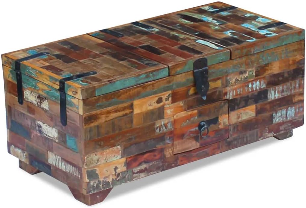 Solid Reclaimed Wood Coffee Table Box Chest 31.5"x15.7"x13.8" Z611