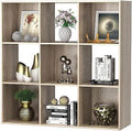 9 Cube Organizer with 5 Removable Back Panels Freestanding 3-Tier Open Wood Bookshelf Black E8669