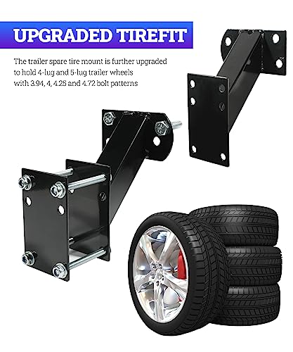 Black Side Mount Spare Tire Carrier for Trailer Tongue F59023