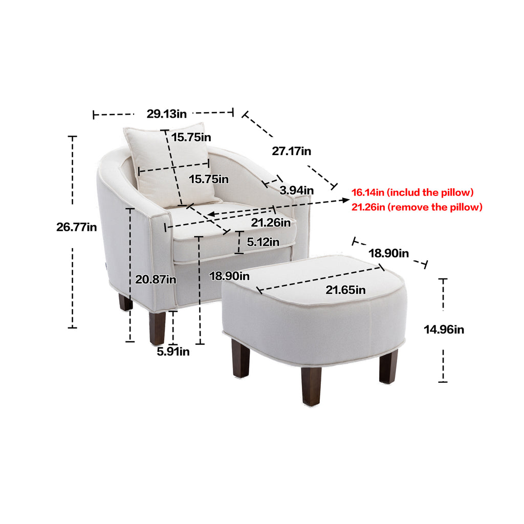 Olive Linen Microsuede Fabric Barrel Chair with Ottoman L484530
