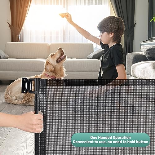 Grey Retractable Mesh Baby Gate, 41" Extra Tall, 55" Wide E544