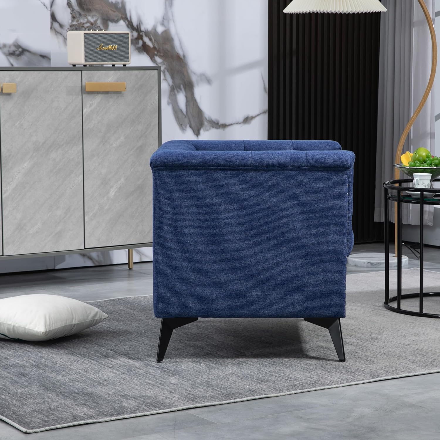 Blue Linen Fabric Arm Chair W784