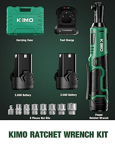 Cordless Electric Ratchet Wrench Set, 40 Ft-lbs, 400 RPM, 3/8", 7 Sockets, 2-Pack 2000mAh Lithium-Ion Batteries S575800