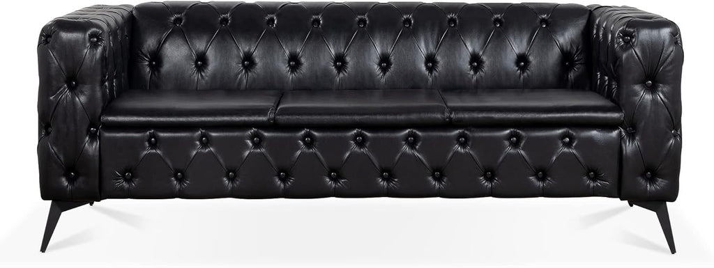 Comfy Couch Traditional Square Arm Sofa 84.06 Inch Width Removable Cushion 3 Seater P833