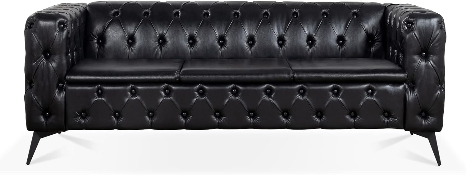 Comfy Couch Traditional Square Arm Sofa 84.06 Inch Width Removable Cushion 3 Seater P833
