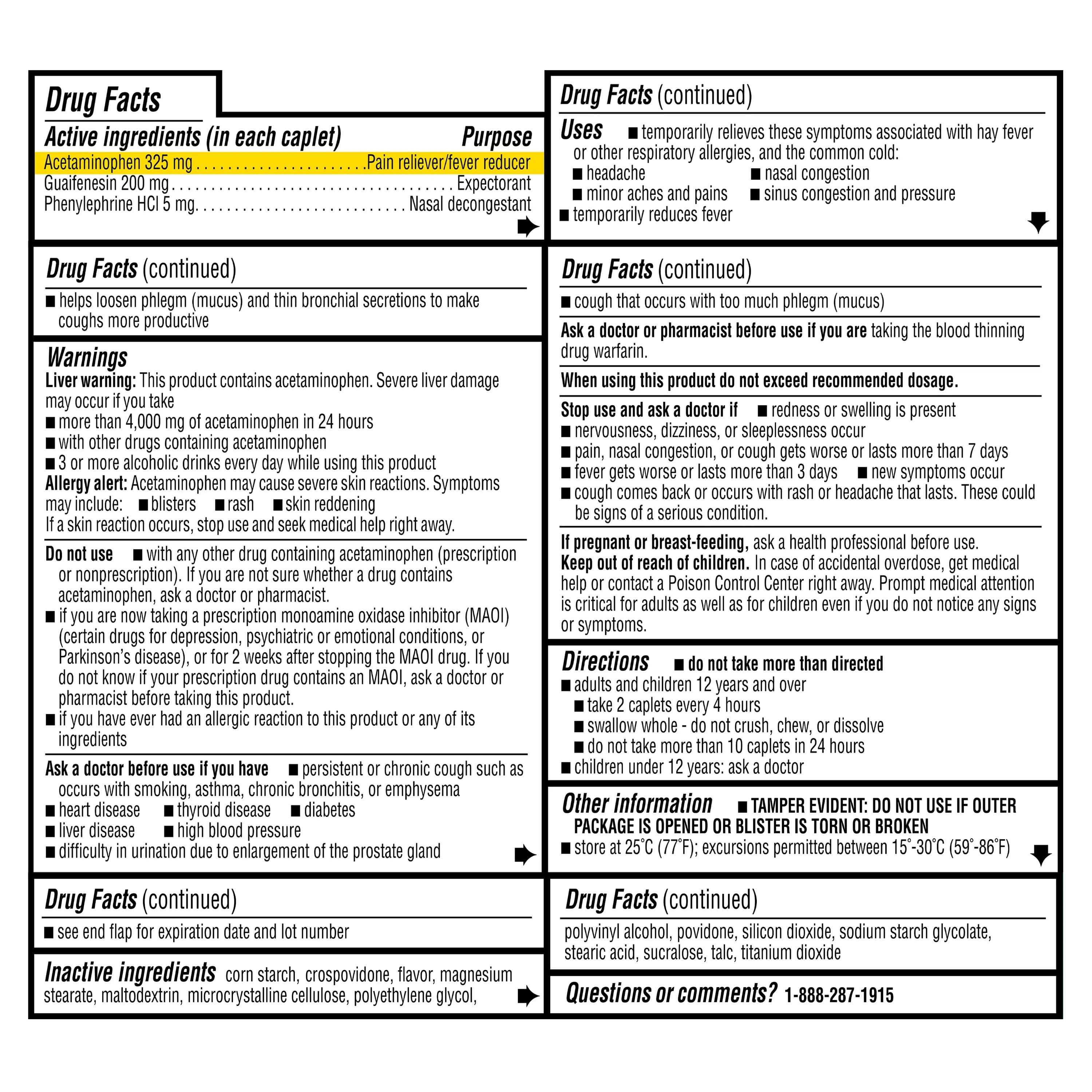 Acetaminophen Caplets 325mg, 24 Count X1270