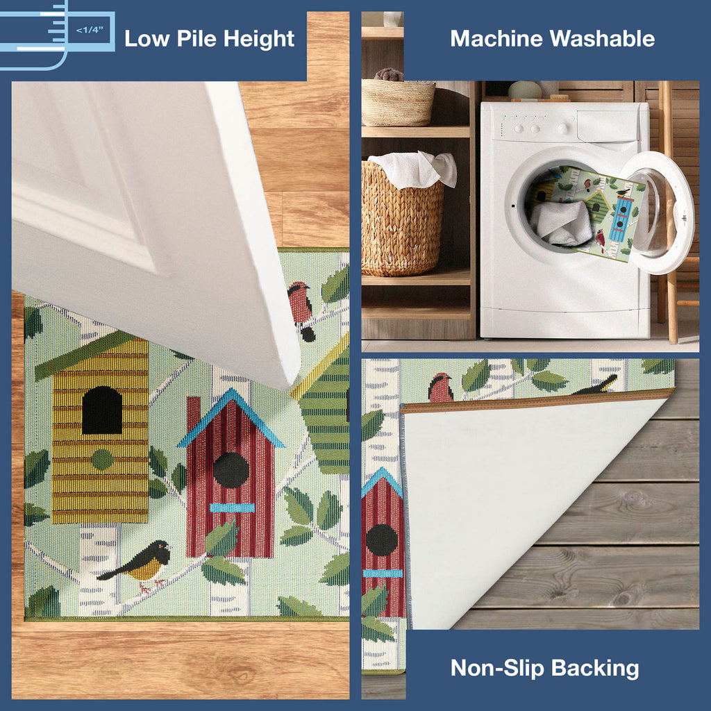 Esencia Bird Condos Indoor Outdoor Mat with Non-Skid Backing