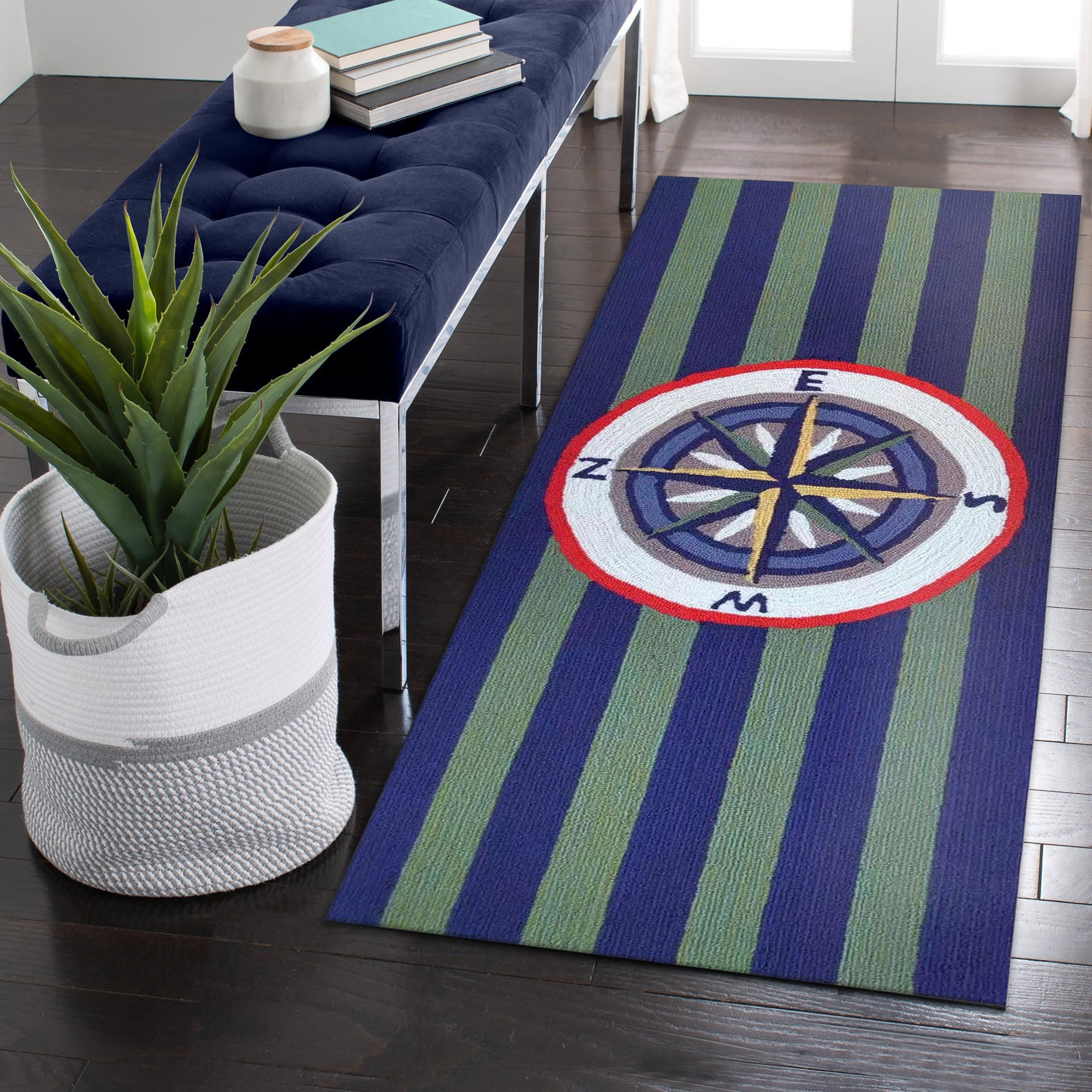Frontporch Striped Compass Indoor Outdoor Mat