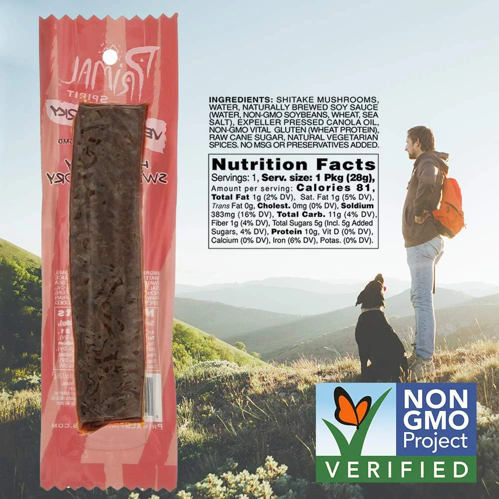 Hot & Spicy Shiitake Mushrooms Vegan Jerky Strips, 1 OZ (Pack of 24) I869