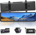 Mirror Dash Cam with Detached Front Camera 11 Rear View Mirror Camera Front and Rear FHD 1080P Waterproof Backup Camera Full Touch Screen with Night Vision V3466
