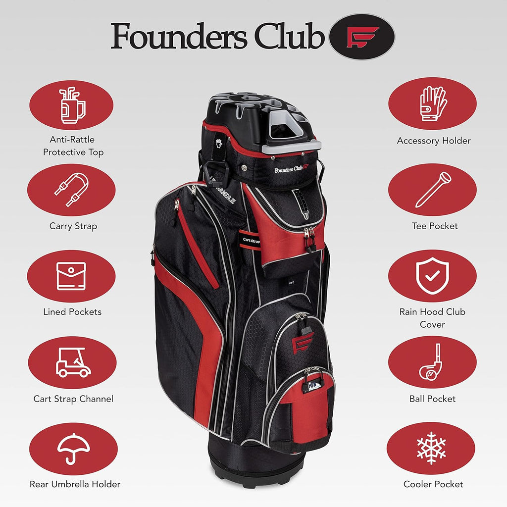 14 Way Cart Bag with Organizer Divider Top (Black Red) M9950
