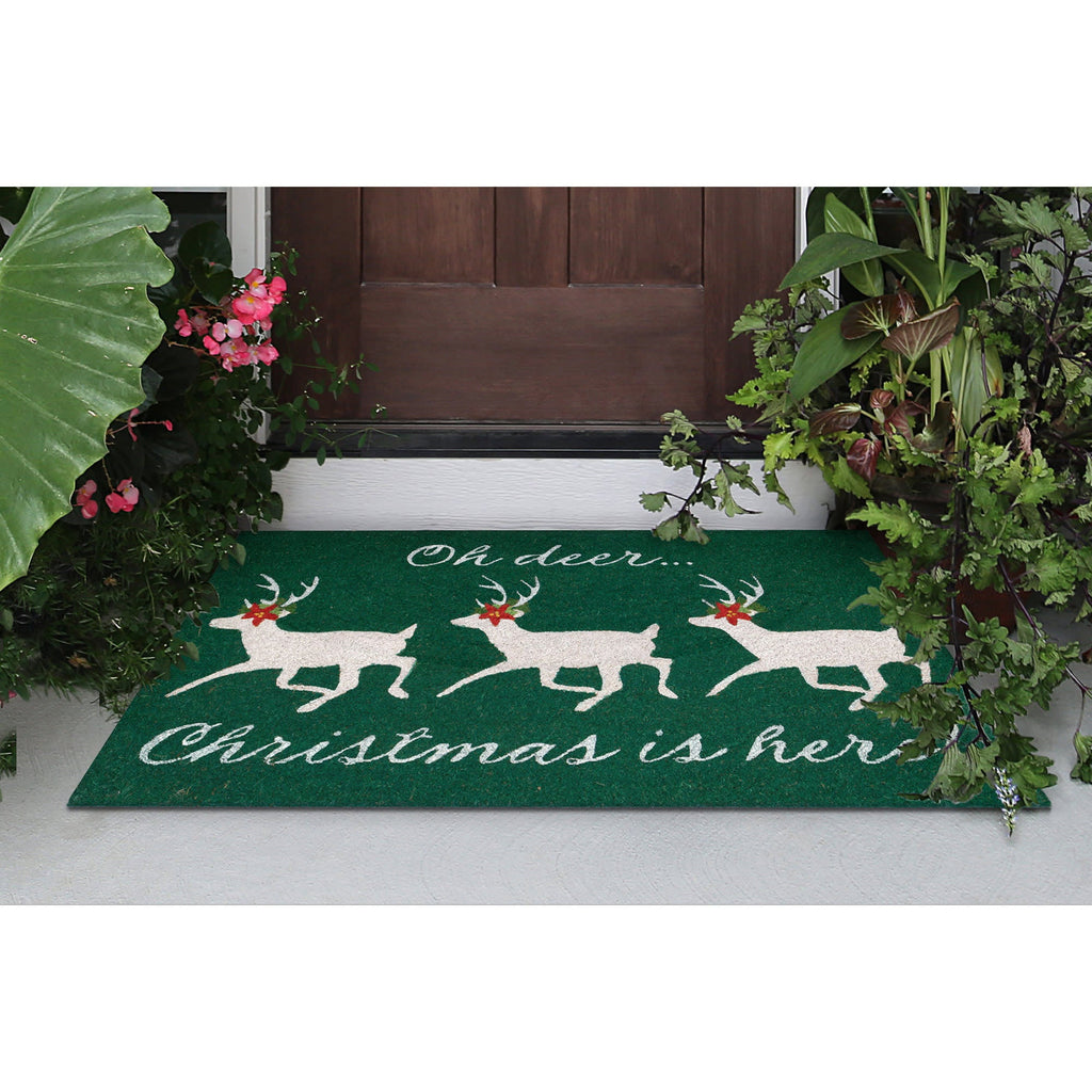 Natura Christmas Is Here Coir Doormat with Non-Slip Backing