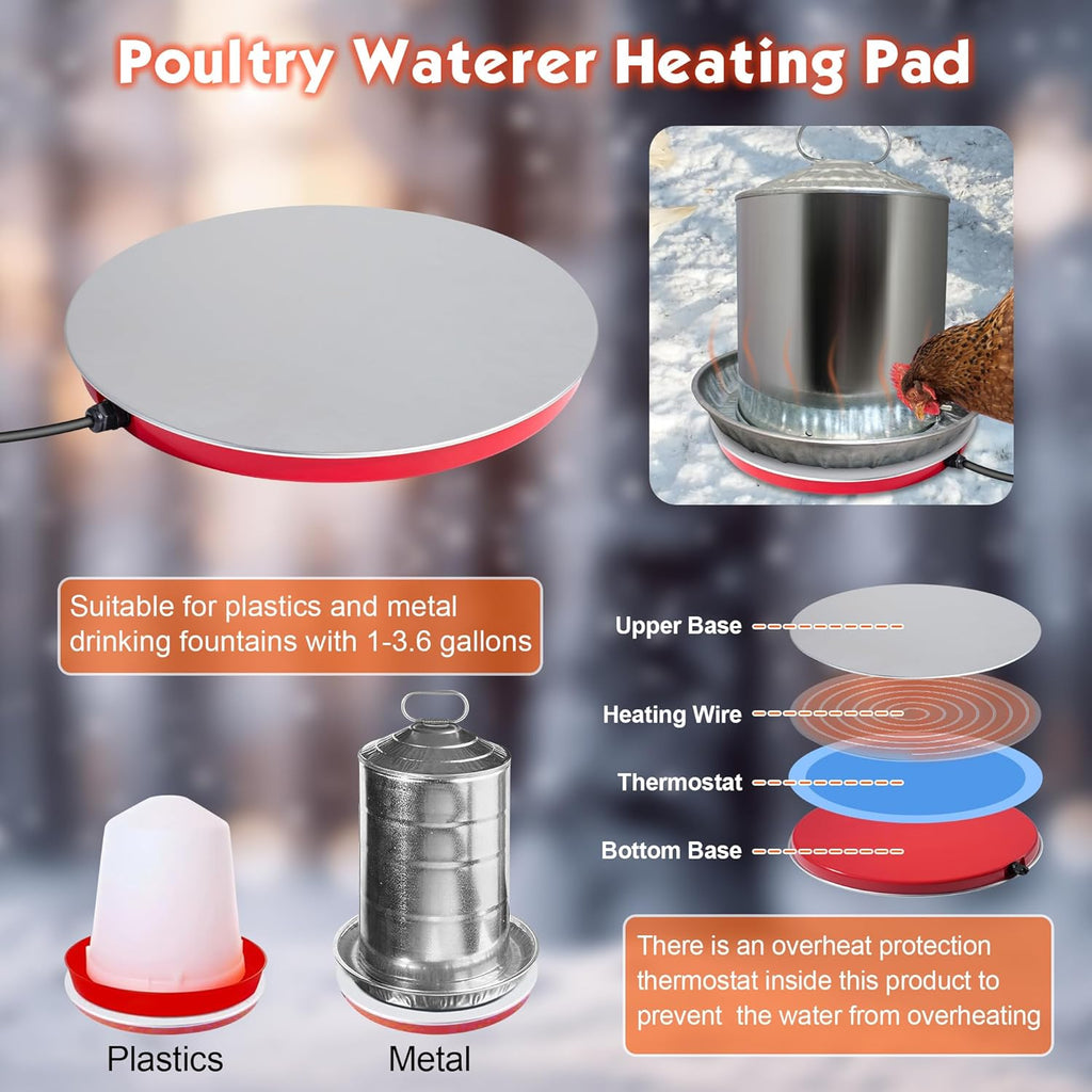 110V 80Watts Heated Chicken Waterer Metal Base B935519