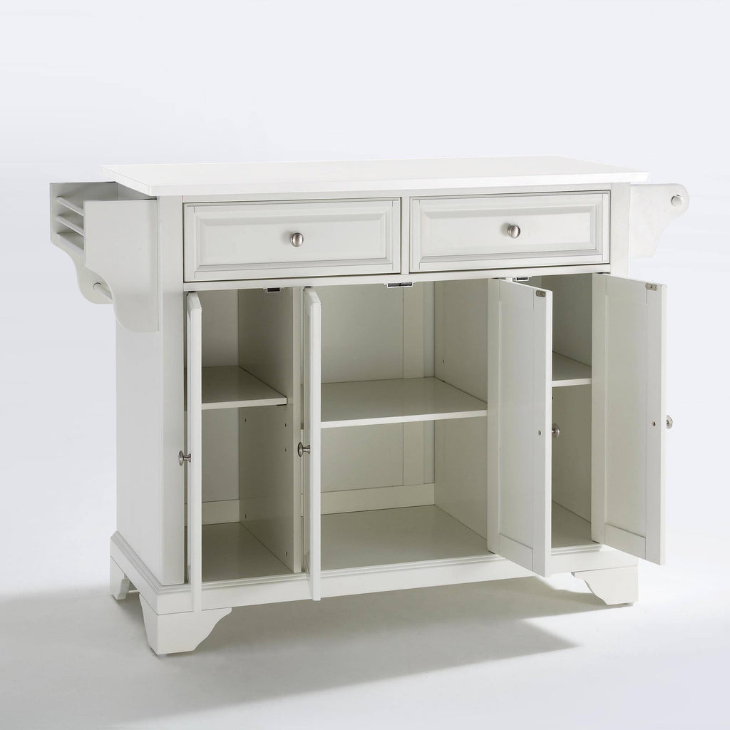 White Granite Top Full Size Kitchen Island Cart J3191