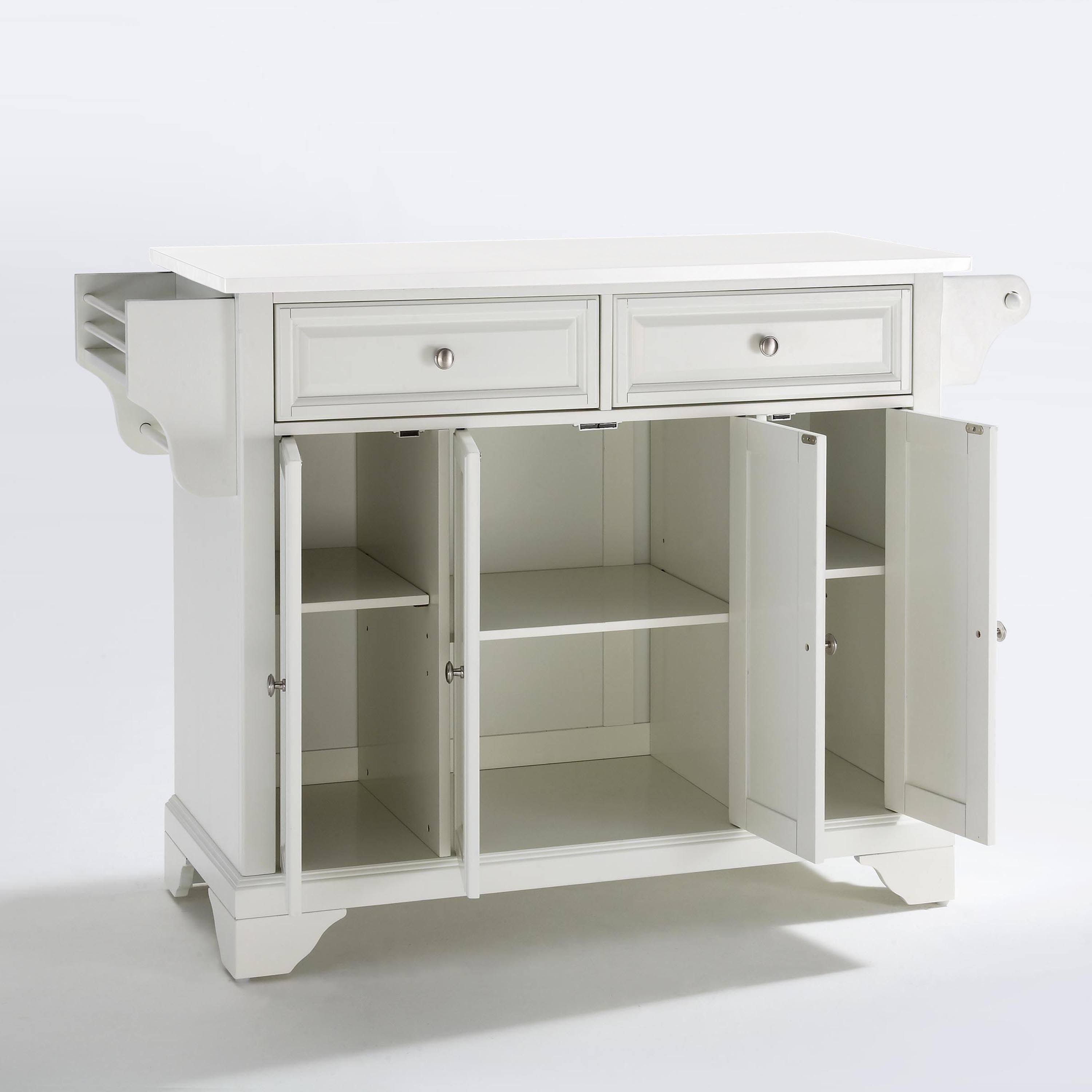 White Granite Top Full Size Kitchen Island Cart J3191