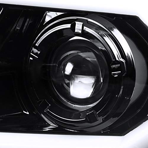 LED Light Bar Chrome Housing Clear Lens Projector Headlights Left + Right Pair Headlamps Assembly H416576