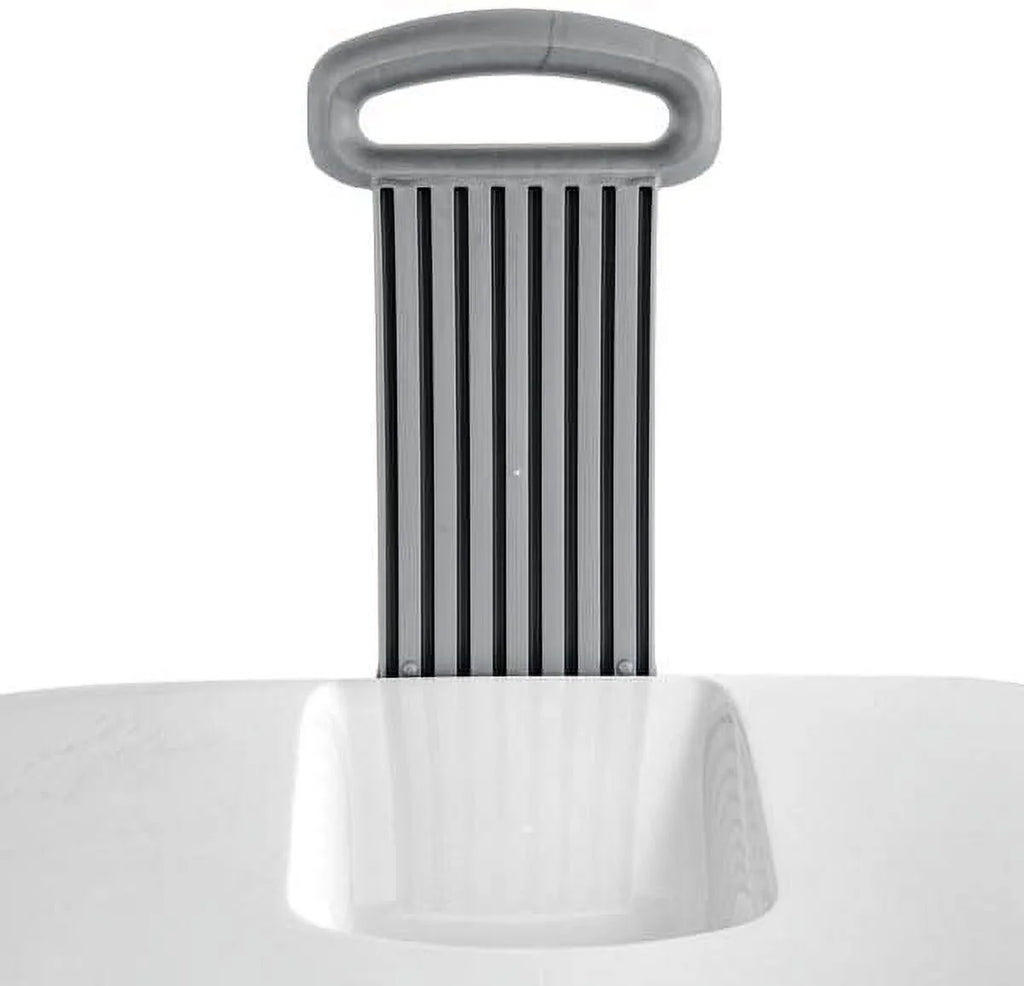 White Wheeled Laundry Hamper with Retractable Handle and Lid Z16409
