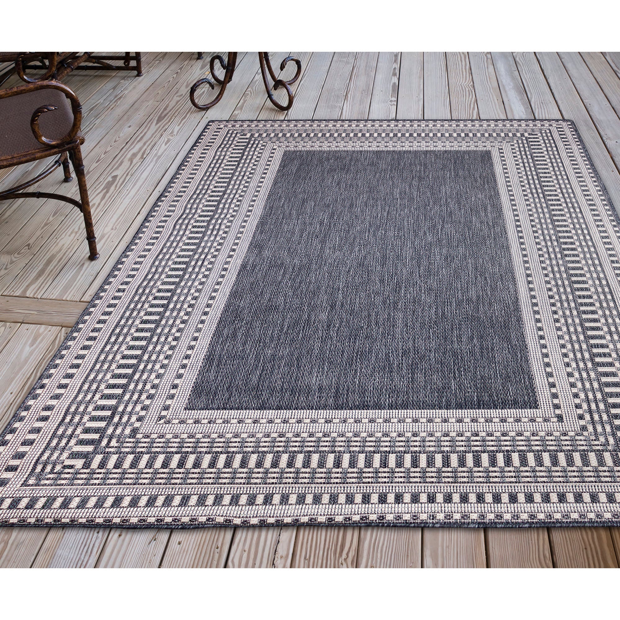 Malibu Etched Border Indoor Outdoor Area Rug