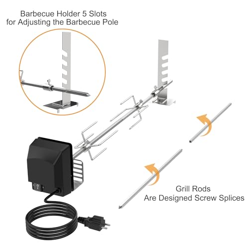 BBQ Rotisserie Grill Kit with 120V 4W Motor, 28" Spit Rod, 2 x 4 Forks Z806355