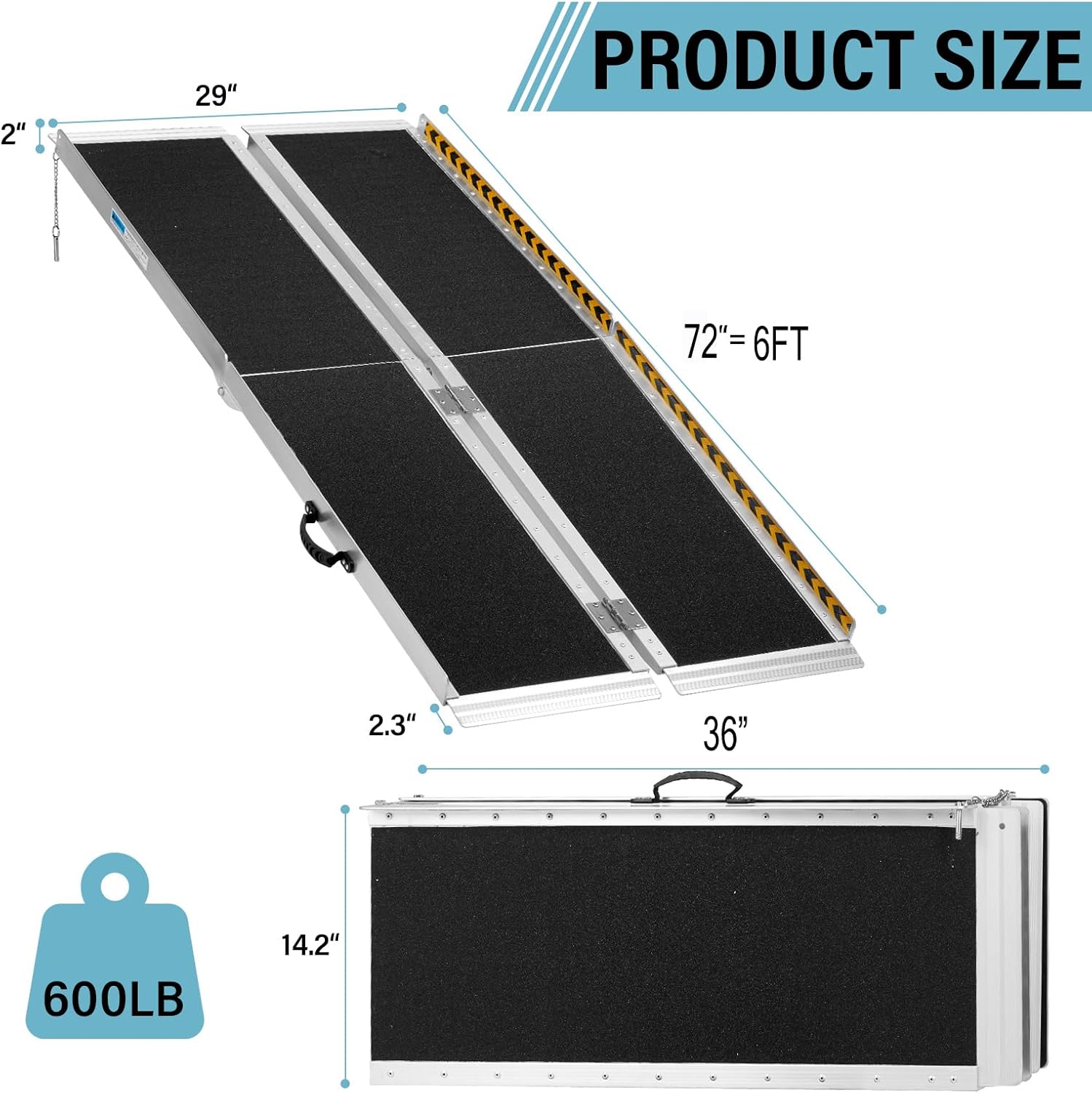 6FT Non-Slip Aluminum Folding Wheelchair Ramp O409369