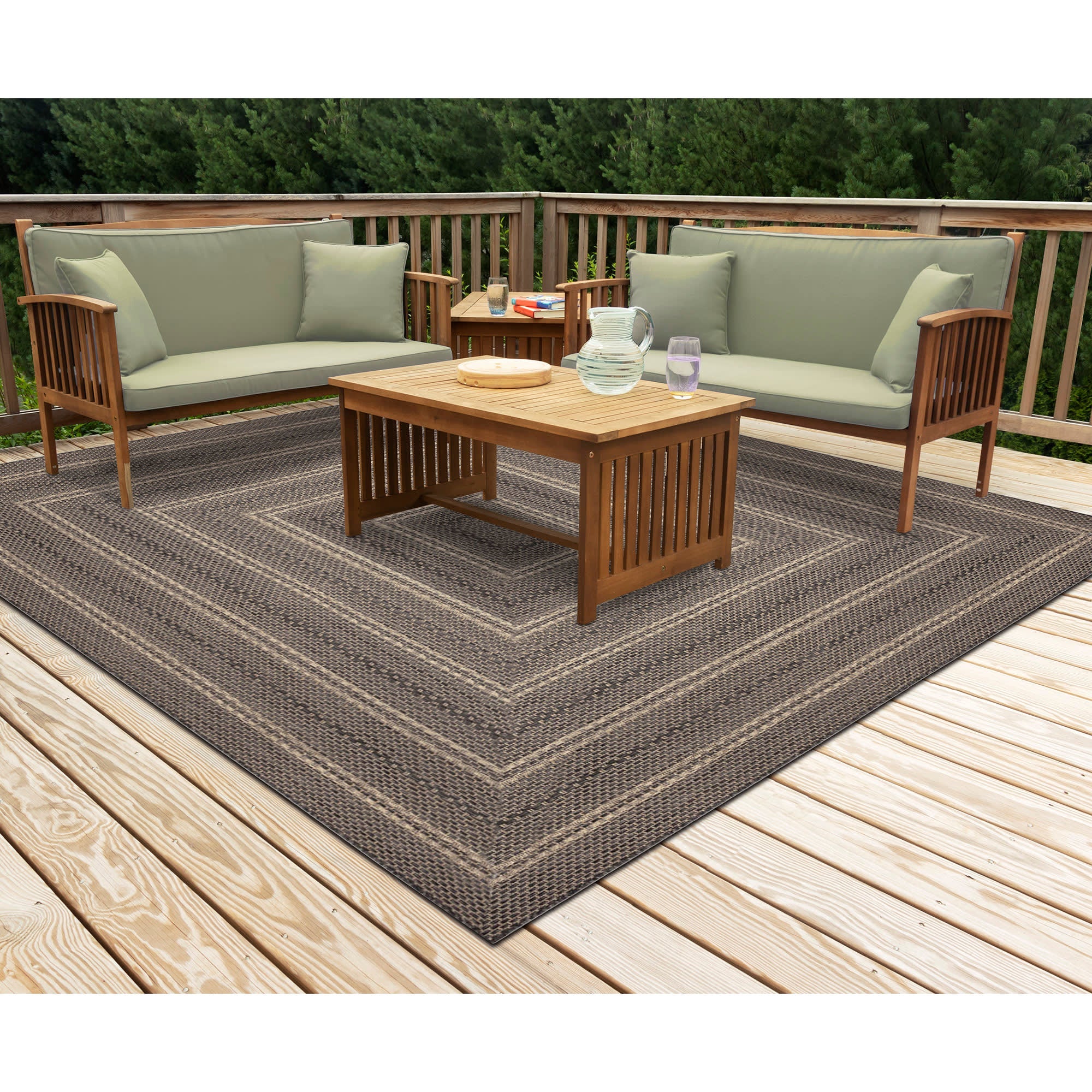 Monaco Multi Border Indoor Outdoor Area Rug