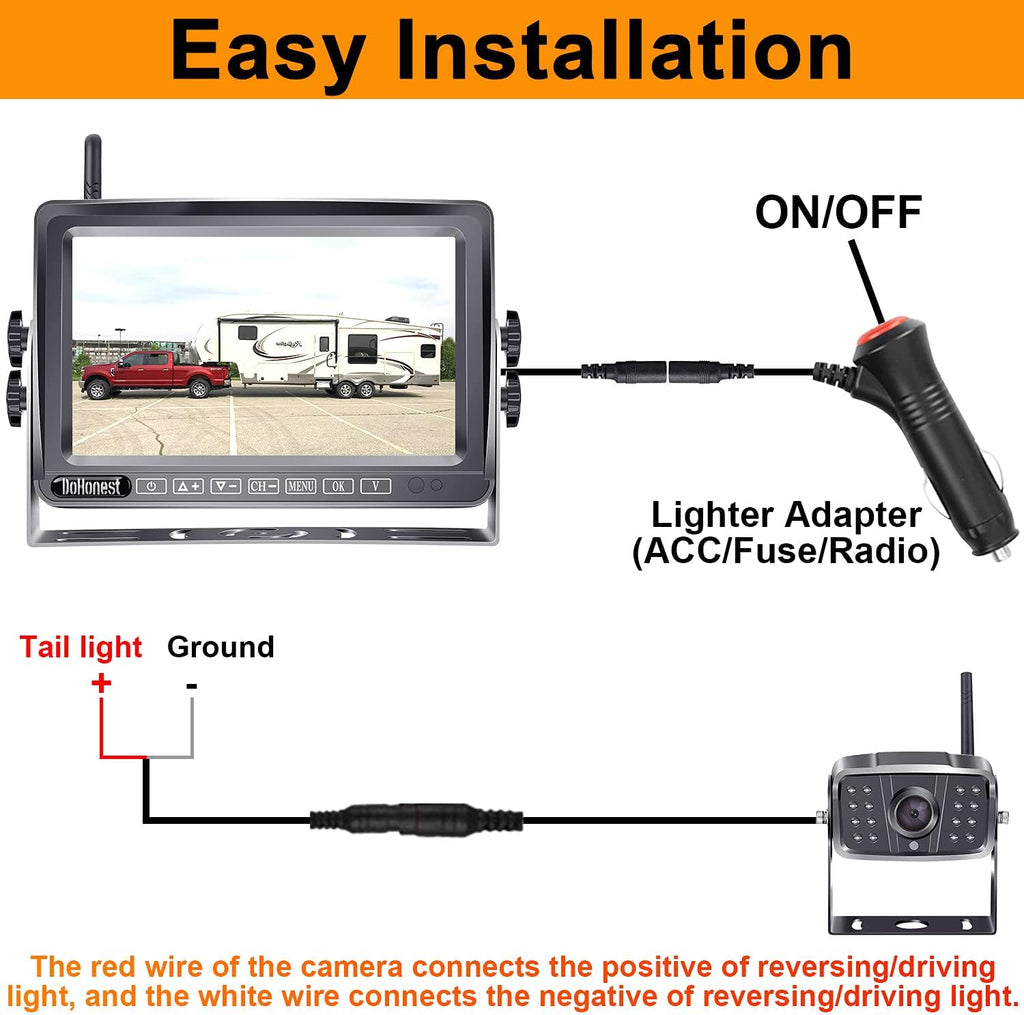 HD 1080P Wireless Backup Camera with 7" Touch Key Monitor A90923