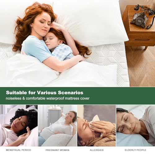 Queen Rayon Bamboo Mattress Protector with Deep Pocket W136853