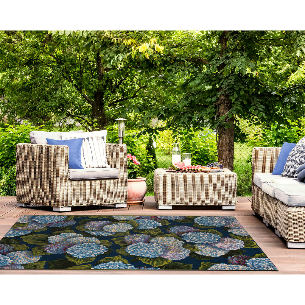 Marina Hydrangea Blooms Indoor Outdoor Area Rug