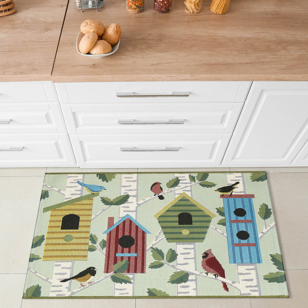 Esencia Bird Condos Indoor Outdoor Mat with Non-Skid Backing