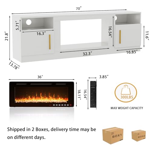 Black 70 Inch Electric Fireplace TV Stand F66858