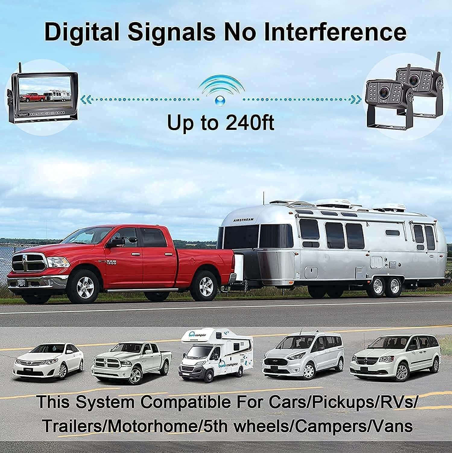 HD 1080P Wireless Backup Camera with 7" Touch Key Monitor A90923