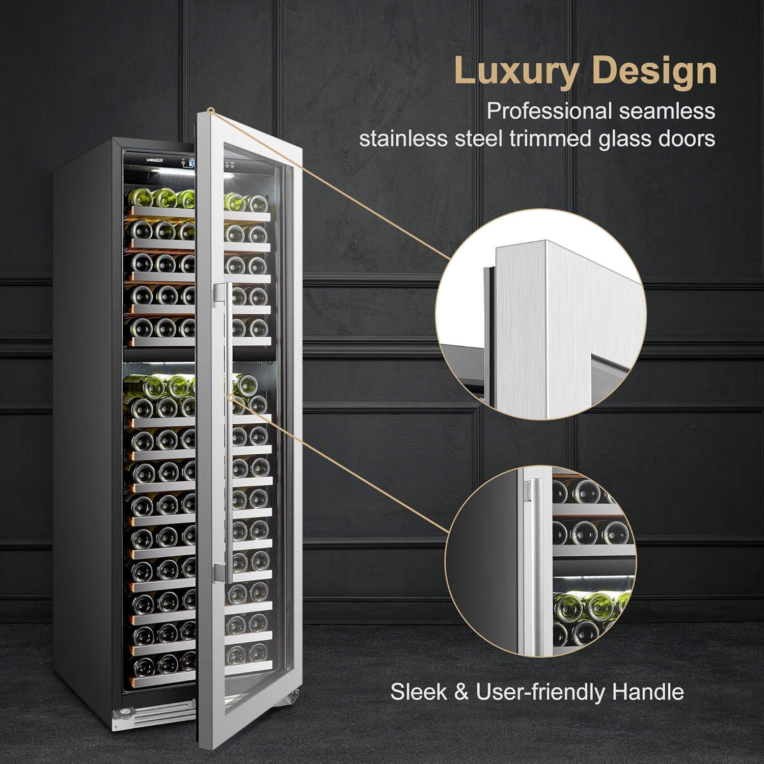 153 Bottle Built-in Dual Zone Stainless Steel Wine Cooler M48695