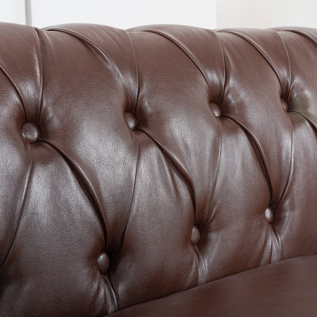Dark Brown Leather 3-Seater Sofa D77787