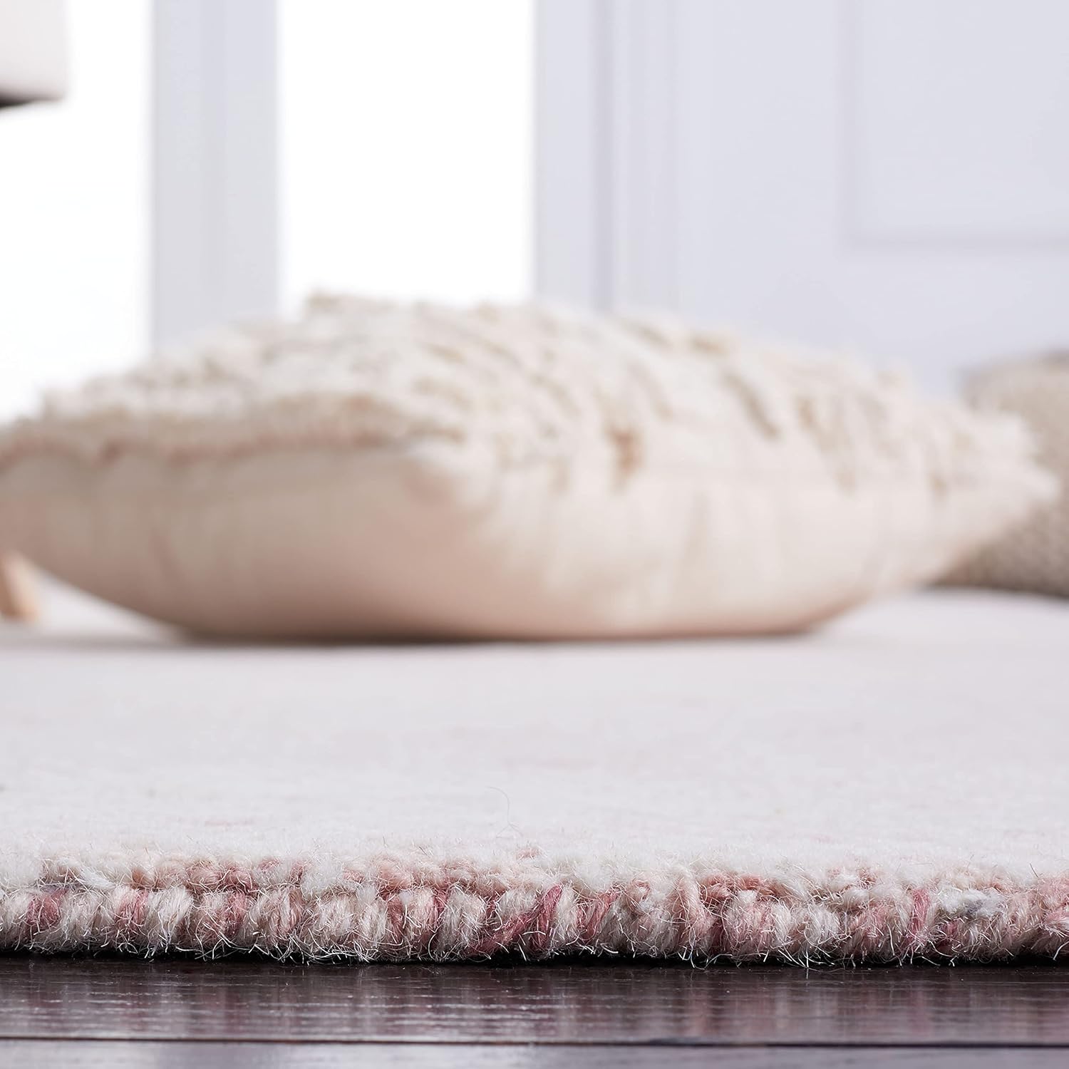10' x 14' Pink & Ivory Handmade Wool Area Rug O936217
