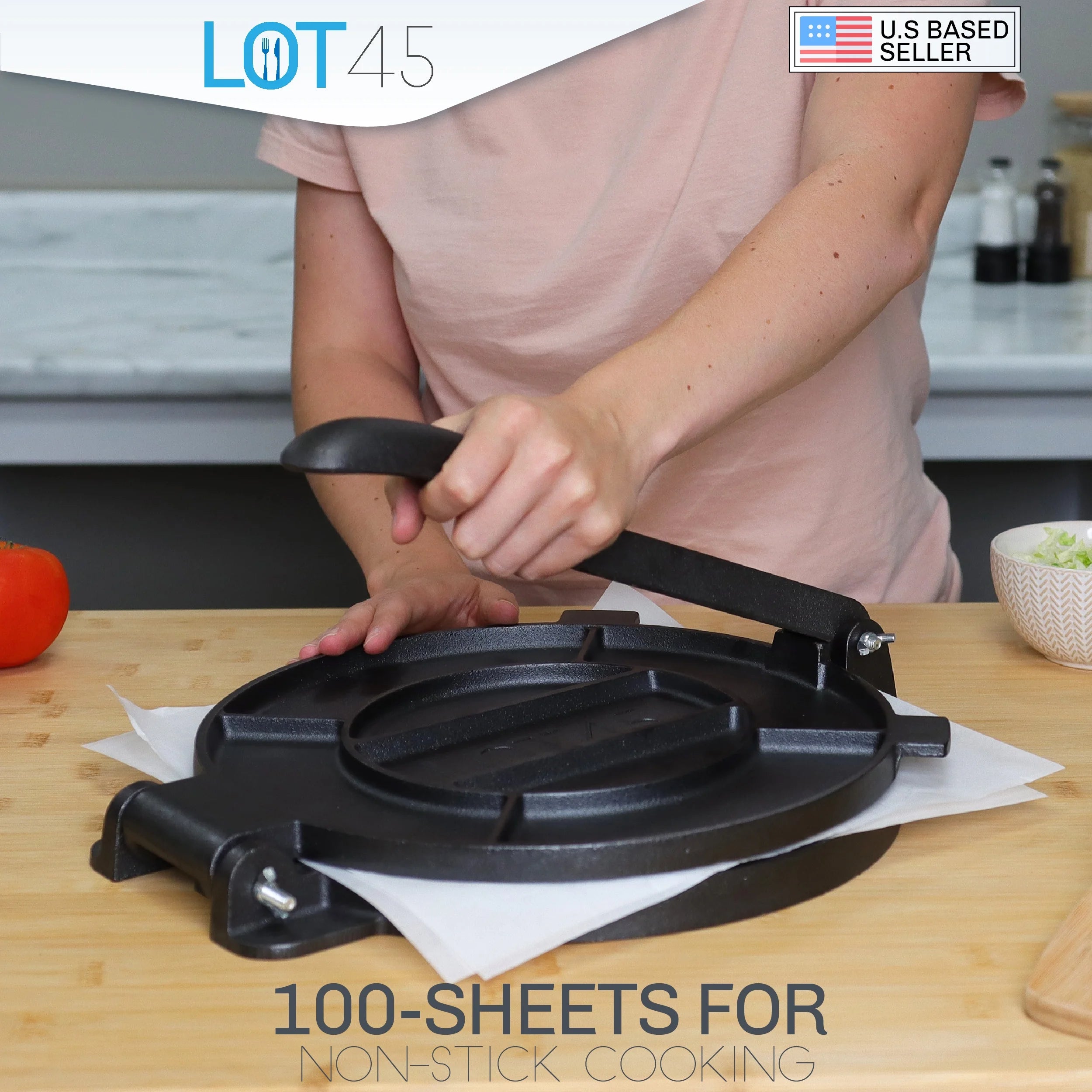 Cast Iron Tortilla Press with 100 Paper Sheets O86953