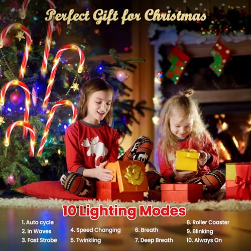 12 Pack Solar Candy Cane Lights, 72 LEDs Waterproof Outdoor Christmas Decorations J21599