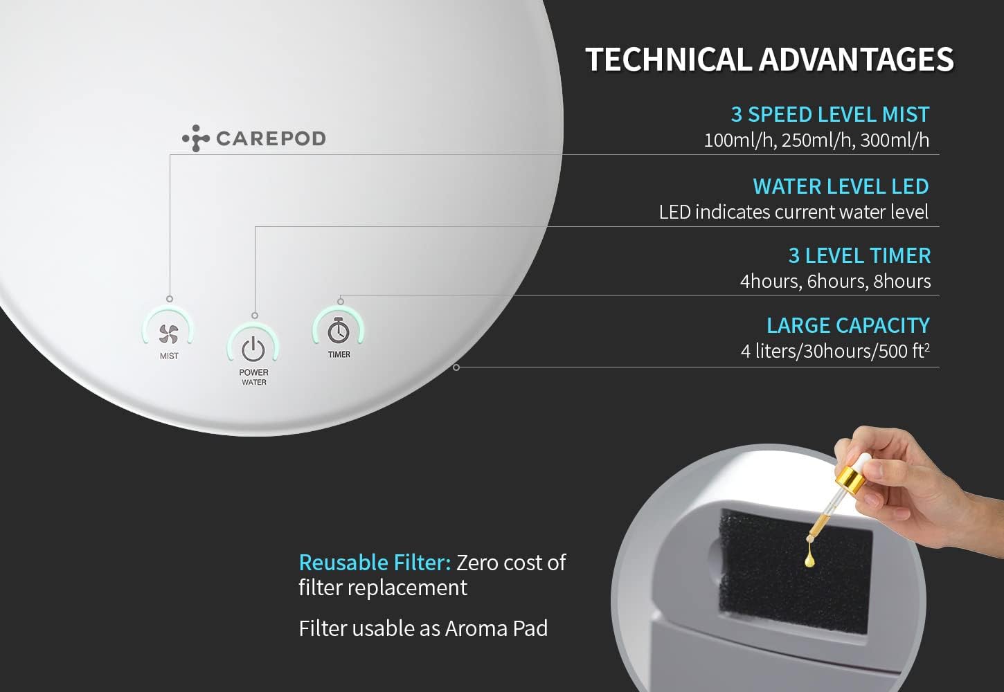 Stainless Steel Ultrasonic Cool Mist Humidifier 1gal B47275