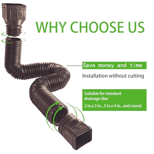 3 Pack Flexible Downspout Extension 21 to 60 Inches Brown L944392