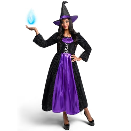 Witch Costume Women with Witch Dress Hat Accessories Y9873