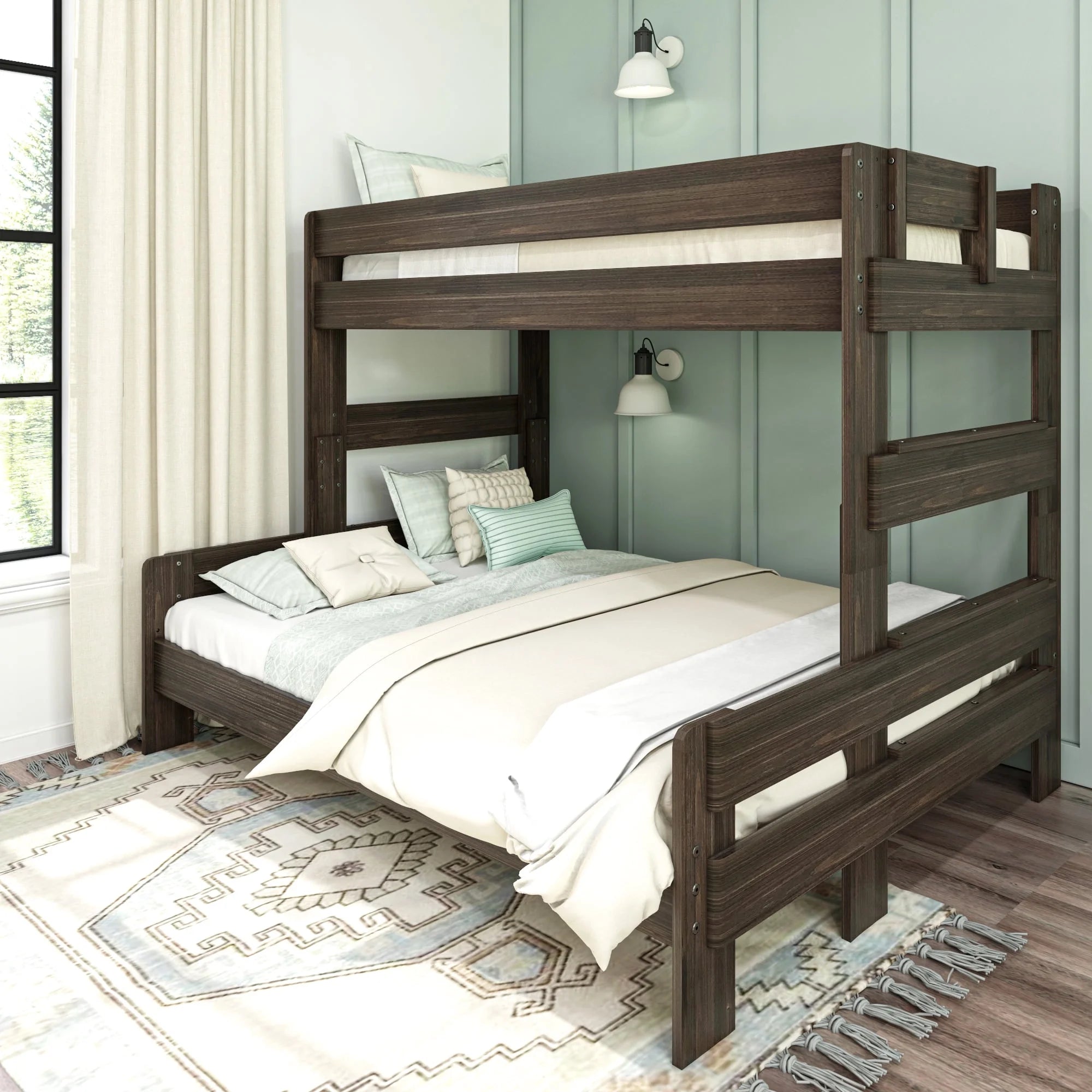 Twin XL Over Queen Platform Bed Frame Barnwood Brown F559