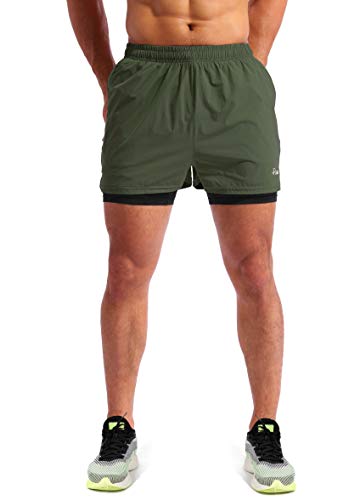 Men’s 2 in 1 Running Shorts 5" Quick Dry with Phone Pockets P636480