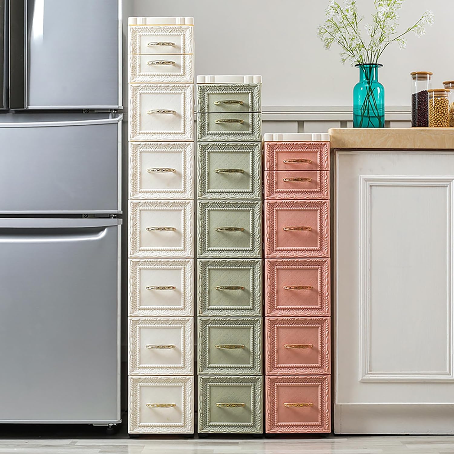 8 Drawer Narrow Storage Cabinet with Pull Handles Y6853
