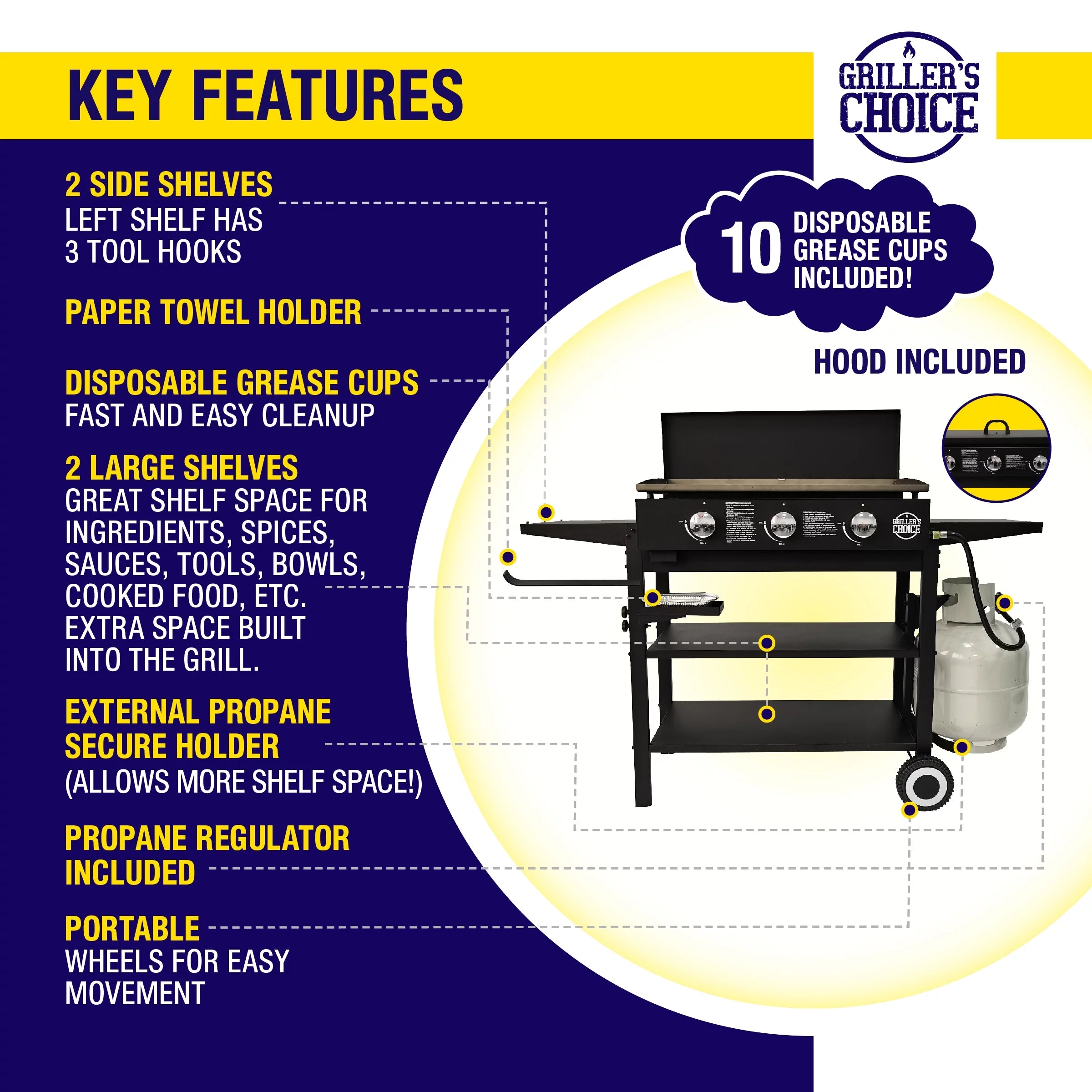 Outdoor Griddle Grill Propane Flat Top with Hood C828