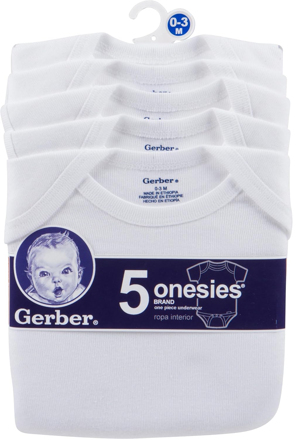 5-Pack White Short Sleeve Onesies Bodysuits D210068