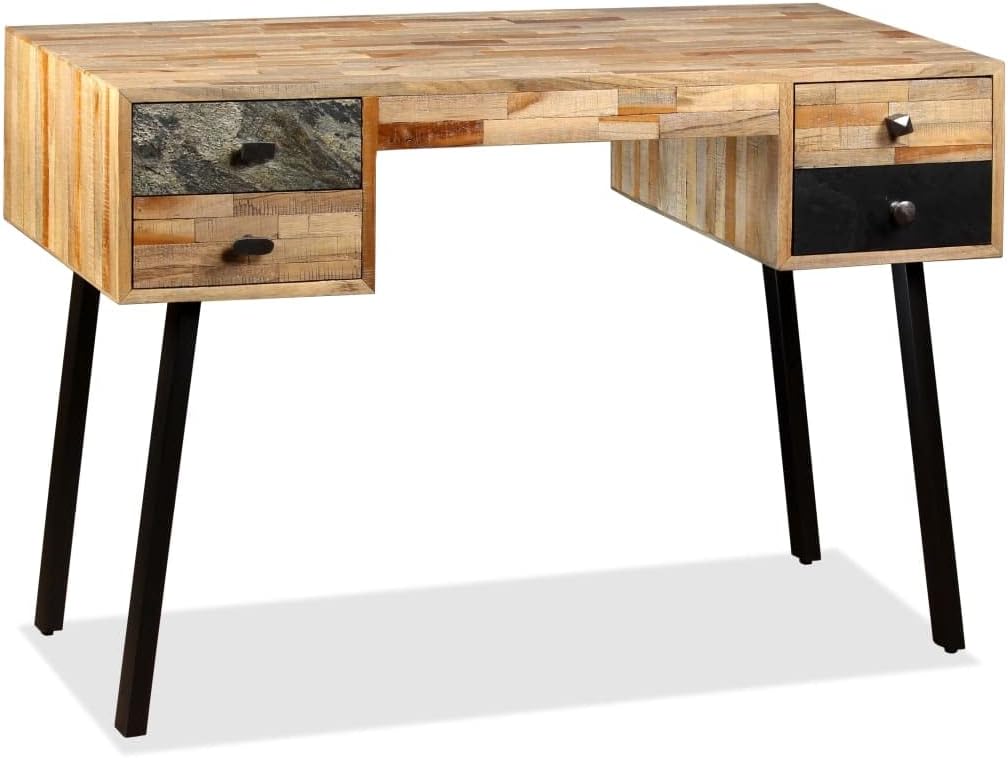 Solid Reclaimed Teak Desk with 4 Drawers 43.3"x19.6"x29.9" K831