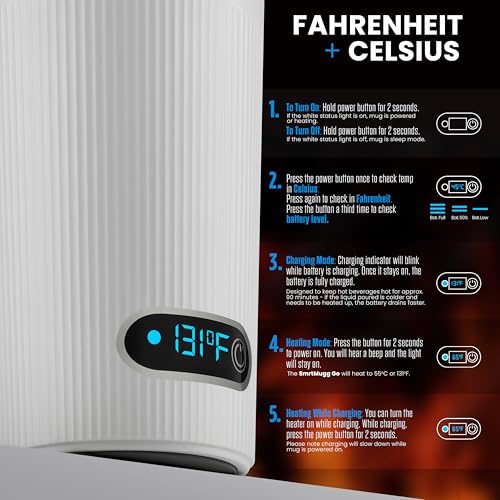 Black 13.5 OZ Battery Powered Heated Coffee Mug O557